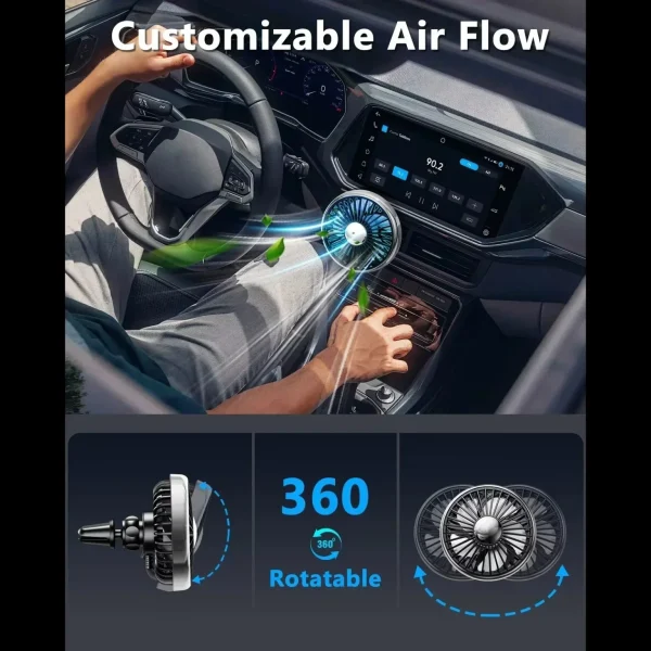 Mini car fan,USB cooling fan 3 adjustable powerful speeds - Image 7