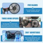 Dual Head USB Car Fan for Back Seat – 360° Adjustable Vehicle Cooling Fan with Headrest Mount - Image 6