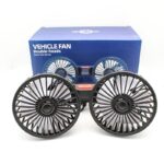 Dual Head USB Car Fan for Back Seat – 360° Adjustable Vehicle Cooling Fan with Headrest Mount - Image 2