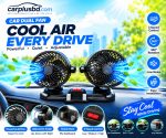 Car Fan Portable USB Powered Dual Head Car Cooling Fan 360 Rotatable & 3 Speeds Adjustable Vehicle Fans